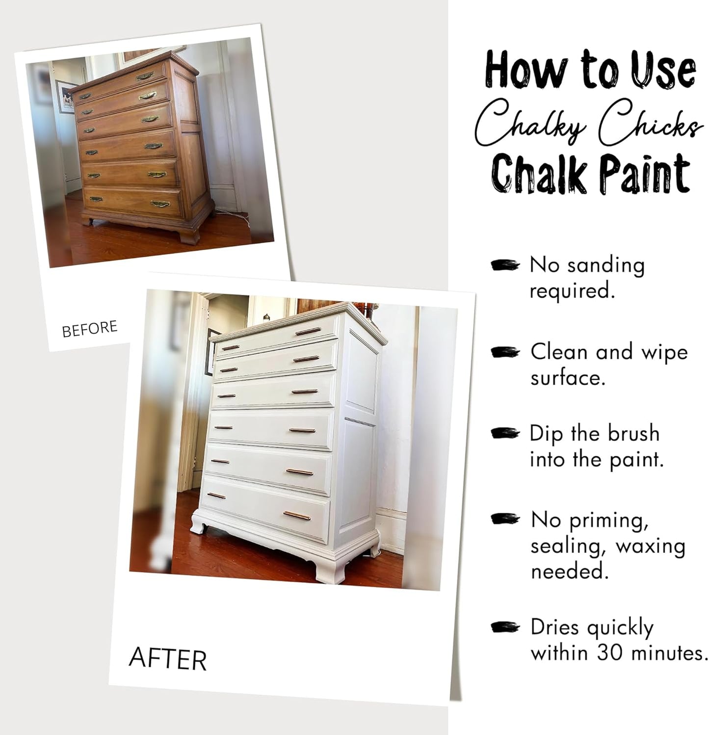 Chalky Chicks All-in-One Chalk Paint for Furniture or Cabinet - 4Fl Oz - Matte Finish Nailed It (Blueish Gray) for Metal, Wood Furniture Paint - No Sanding All-in-One for Home Decor & Crafts, USA Made