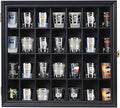 Shot Glass Display Case Wooden Cabinet Rack Holder Wall Mounted Black Shadow by SNAIL