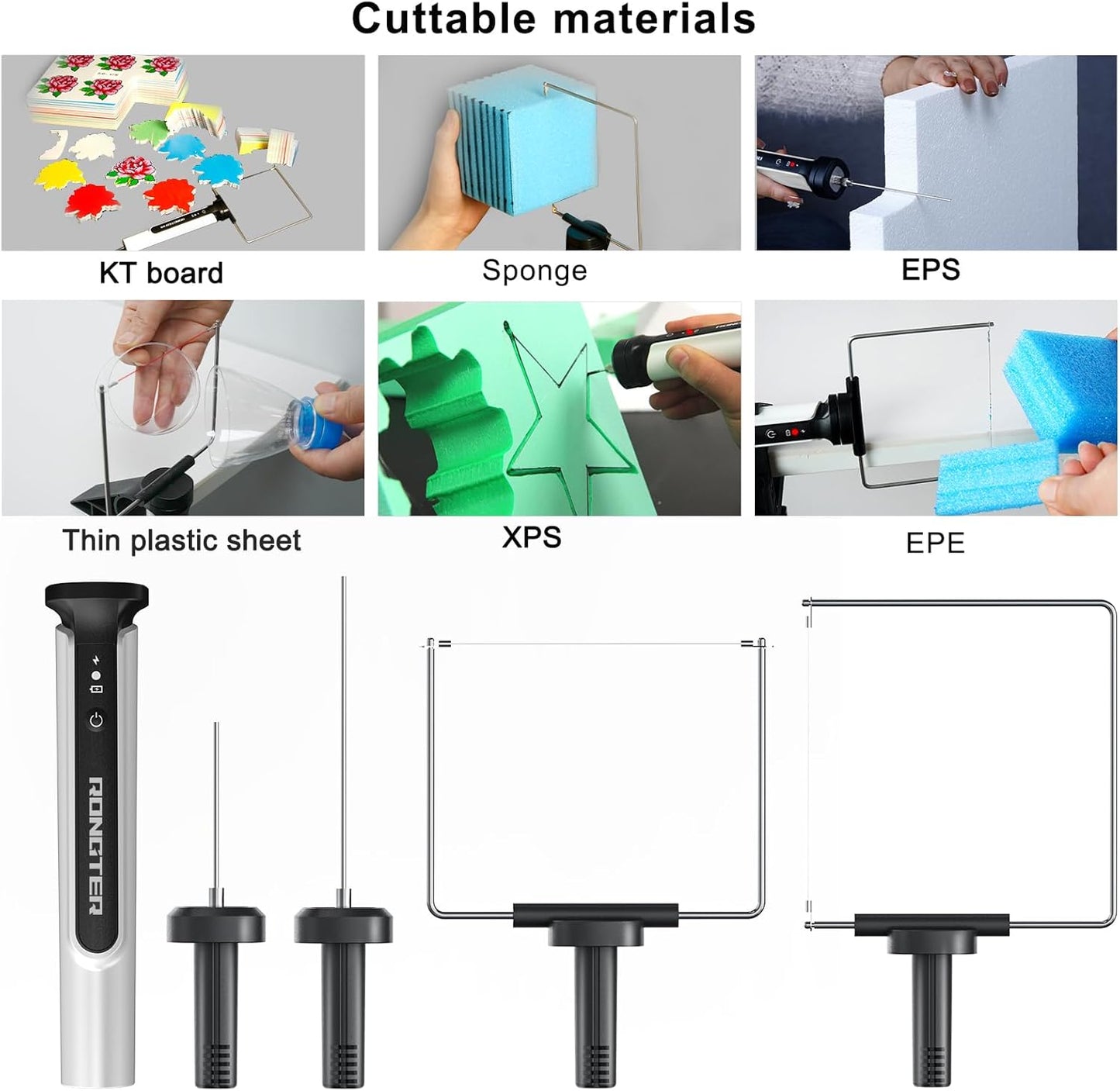 4 in 1 Hot Wire Electric Foam Cutter kit, Styrofoam Cutting Tool 15W/ 6V, Heated Foam Carving Knife Kit. (Bagged White)