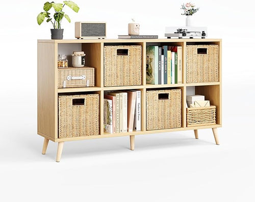 8 Cube Storage Organizer, Mid-Century Modern Wooden Bookcase by Flrrtenv