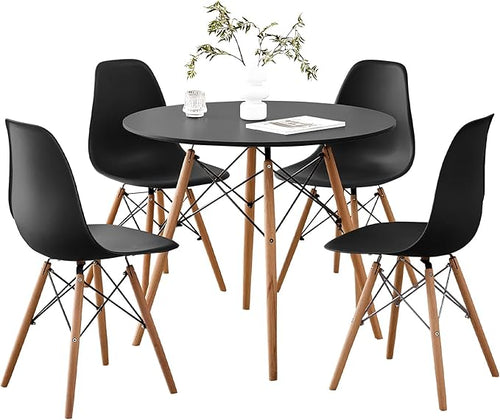 5-Piece 35.5" Round Dining Table Set, Small Kitchen Table Chairs Set of 4 by LECAFURHL