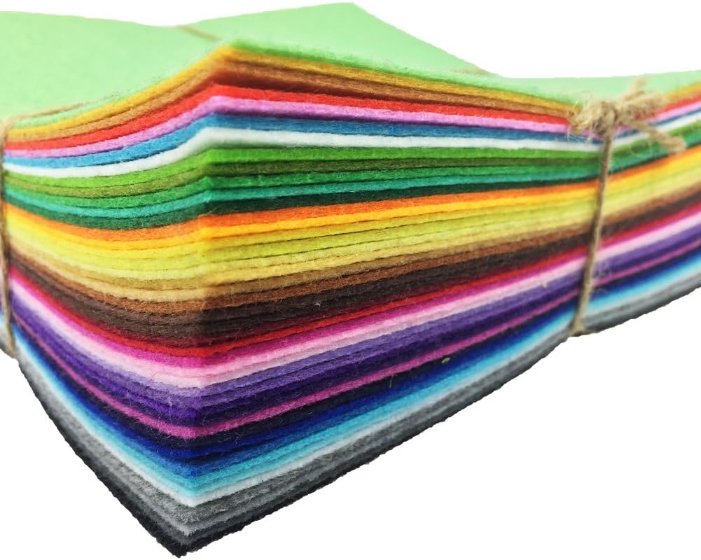 42pcs 6 x 6 inches (15cm x 15cm) Felt Fabric Sheet Assorted Color Felt Pack DIY Craft Squares Nonwoven
