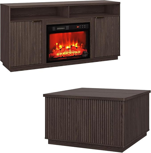 2-Piece Fluted Living Room Set Includes 31.5" Fluted Lift Top Coffee Table by PATIOCHIC