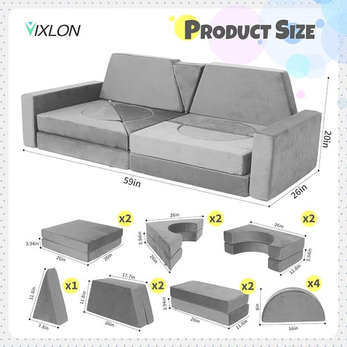 15 Pcs Modular Kids Play Couch, Toddler Couches That Fold Out, Plush Foam Chair - Image 2