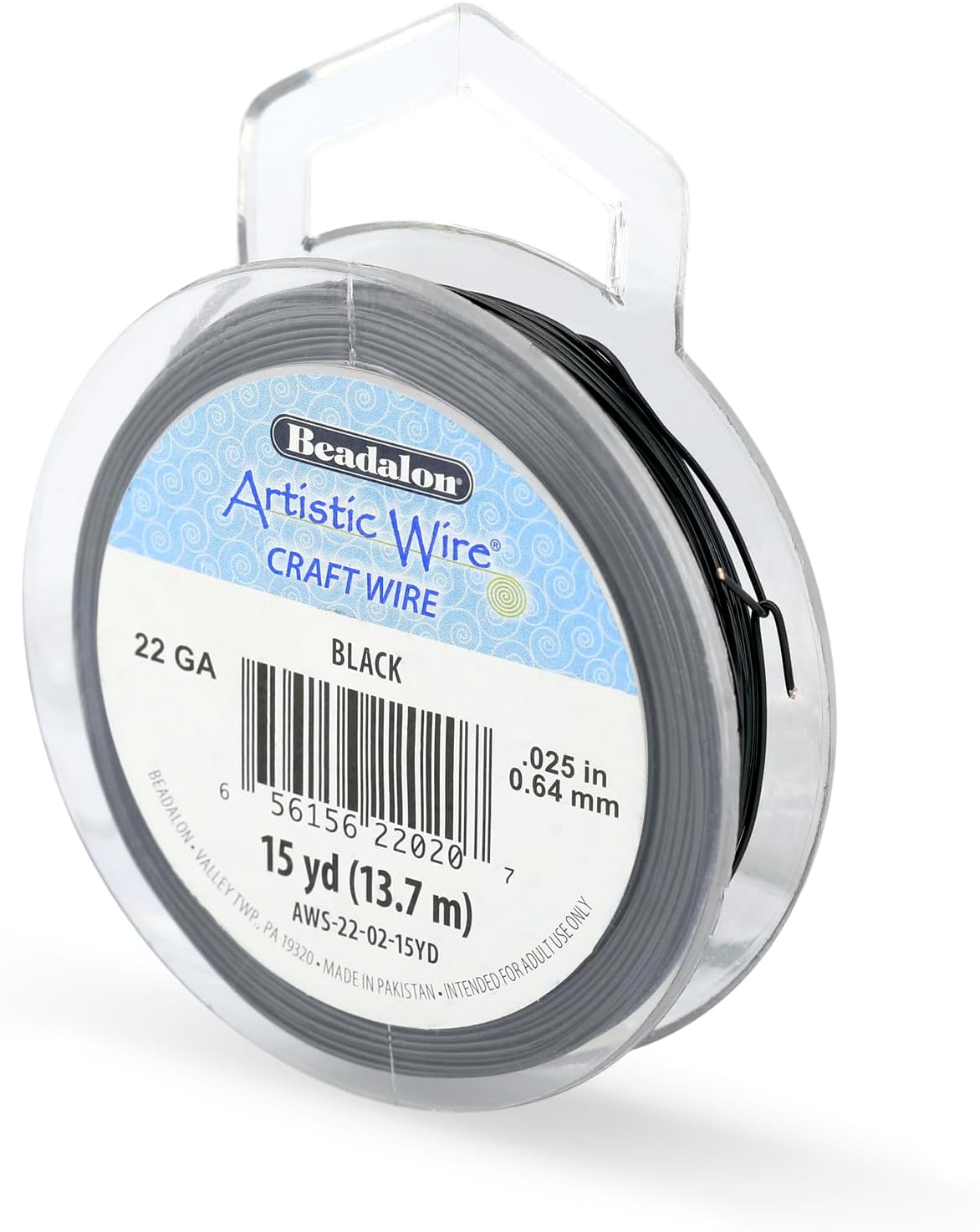 Artistic Wire, 22 Gauge Tarnish Resistant Colored Copper Craft Wire, Black, 15 yd