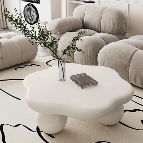 35" Cloud Coffee Table with 3 Ball Legs, Modern Minimalist Petal Center Table by BSYEIO
