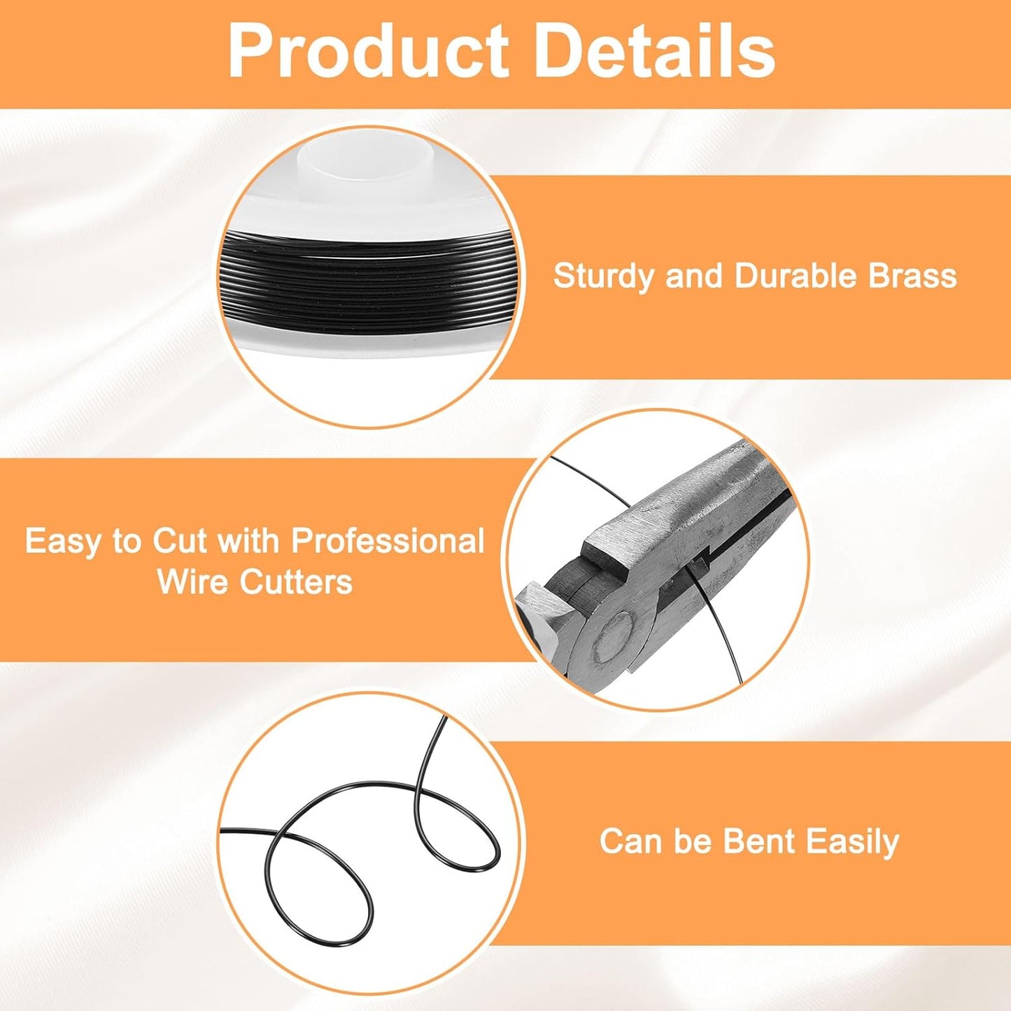 HARFINGTON 10ft Jewelry Wire, 22 Gauge (0.7mm) Brass Craft Soft Metal Tarnish Resistant Copper Beading Wire for Jewelry Making Supplies Crafting, Black