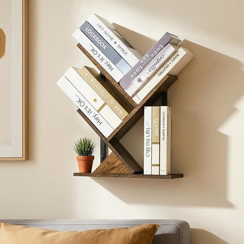 3-Tier Tree Book Shelves for Wall, Small Wall Mounted Shelves, Unique Hanging by BESHIGH