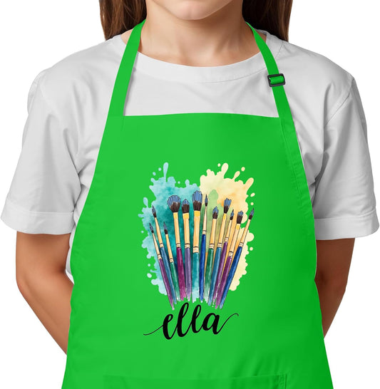 Unisex Kids Apron with Custom Name – Perfect for Painting, Crafts, and Fun Great Christmas Gift or Stocking Stuffer for Kids