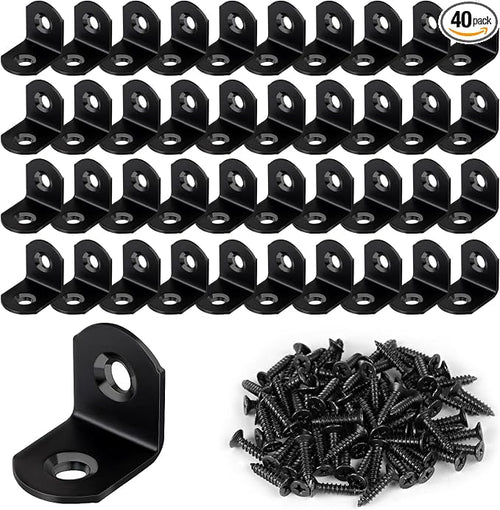 40 Pcs L Bracket Stainless Steel Corner Brace Sets, 90 Degree Right Angle by Romeda