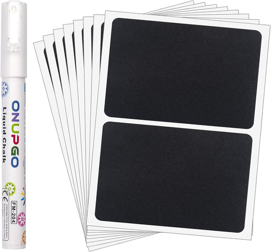 ONUPGO 20 Pack Chalkboard Labels, 4" X 6" Reusable Blackboard Stickers, Waterproof Chalkboard Sticker for Jars, Parties Decoration, Craft Rooms, Weddings, Storage, Organize Your Home & Kitchen