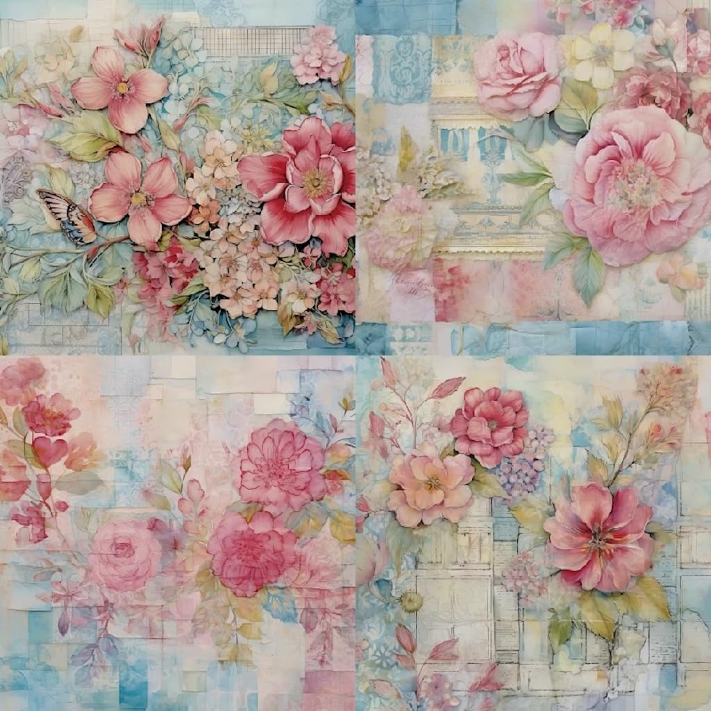 Vintage Floral Scrapbook Paper Pad - 6x6 Inch Single-Sided Craft Paper for Card Making, Decoupage, Journaling, and DIY Projects