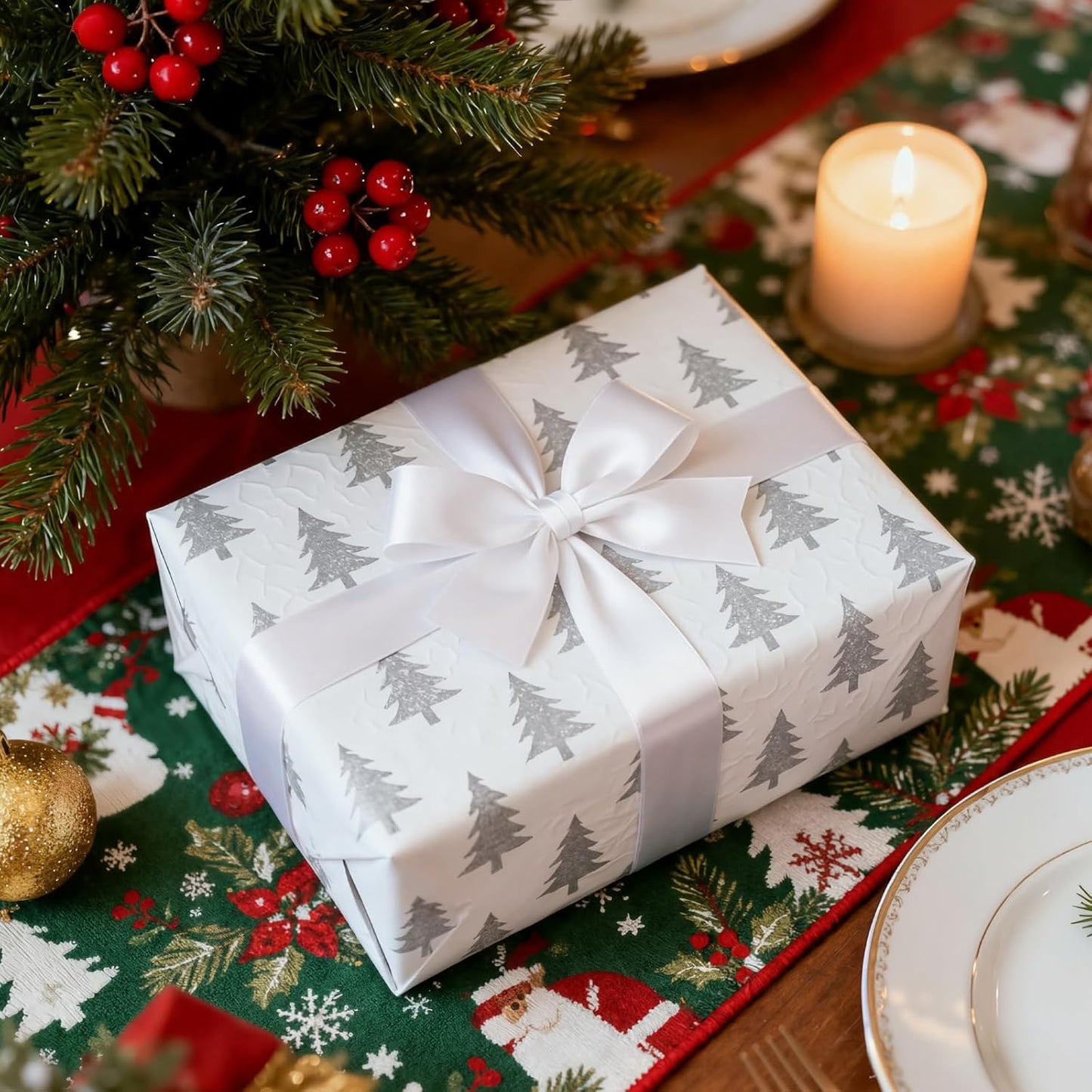 1-1/2 Inch 100 Yards Satin Ribbon White, Solid Color Fabric Ribbon for Gift Wrapping, Wedding, Polyester Gift Ribbon for Birthday Party Decoration, Craft, Hair, Floral, Sewing