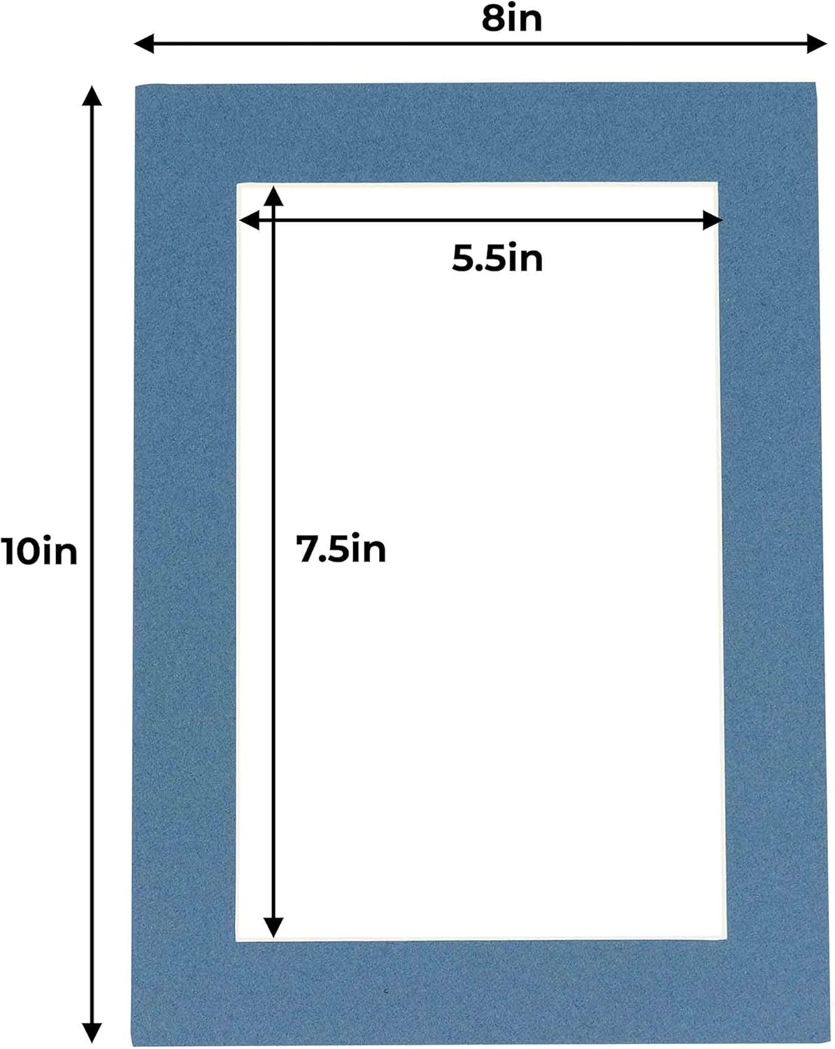 8x10 Mat for 6x8 Photo - Precut Steel Blue Picture Matboard for Frames Measuring 8 x 10 Inches - Bevel Cut to Display Art 6 x 8 Inches - Acid Free Pack of 10 MATS with Backing Boards & Clear Bags