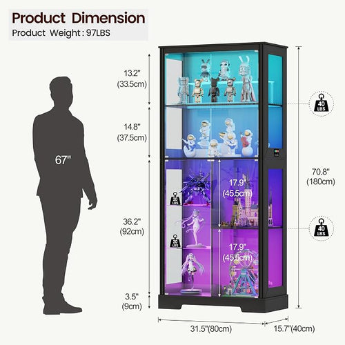 71” Glass Display Cabinet with RGB Light - Image 2