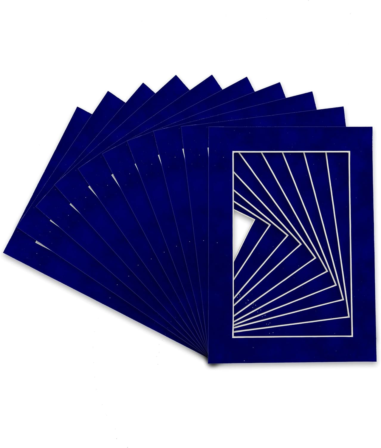 Pack of TEN 8.5x11 Mats Bevel Cut for 7x9 Photos - Acid Free Royal Blue Suede Precut Matboards For Pictures, Photos, Framing - 4-ply Thickness
