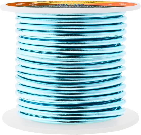 Mandala Crafts 8 Gauge Anodized Aluminum Craft Wire for Jewelry Making - 32 FT Colored Flexible Turquoise Wire - Bendable for Bonsai Armature Crafting Sculpting