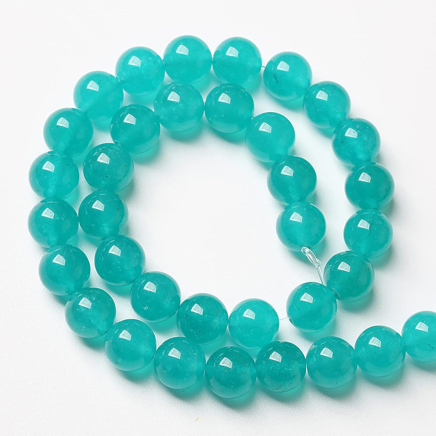 76PCS 10mm Natural Stone Beads Blue Amazonite Jade Stone Round Loose Beads for Jewelry Making DIY Bracelet Necklace 32" 2 Strands