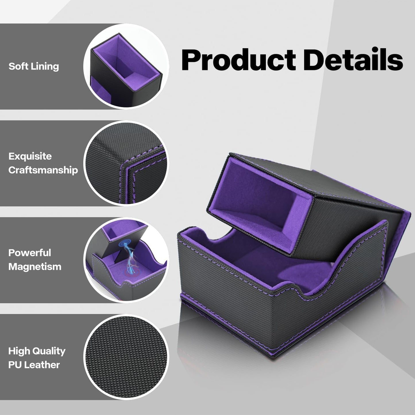 Dice Roller Tower, Premium DND Magnetic Dice Tray, Foldable PU Leather Dice Tower RPG Gifts for Dungeons and Dragons MTG Dm & Player Black/Violet