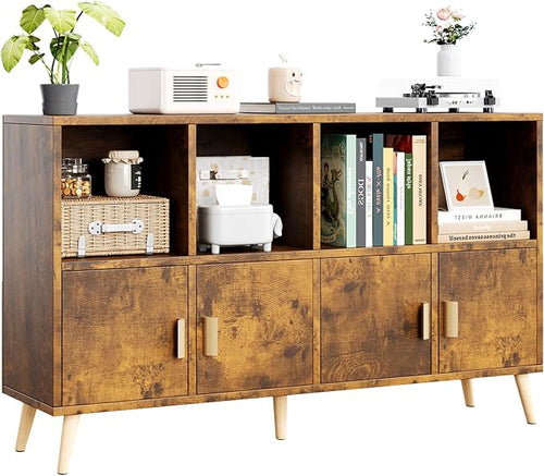 8-Cube Storage Organizer with Doors & 5 Solid Wood Legs, Mid-Century Modern by Flrrtenv
