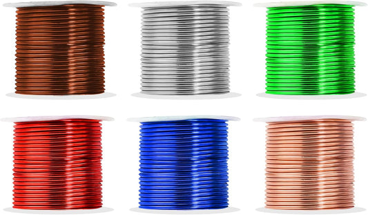 Mandala Crafts 13 Gauge Anodized Aluminum Craft Wire for Jewelry Making - 300 FT Colored Flexible Silver Copper True Blue Brown Red Kelly Green Wire - Bendable for Bonsai Armature Crafting Sculpting
