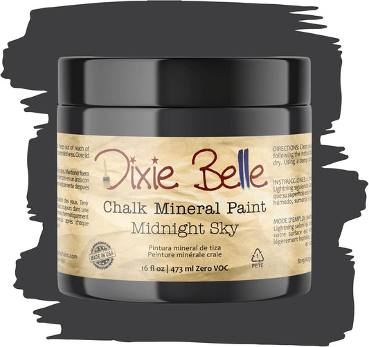 Dixie Belle Paint Company Chalk Finish Furniture Paint - Midnight Sky (16oz) - Matte Blue Black Chic Chalk Mineral DIY Furniture Paint