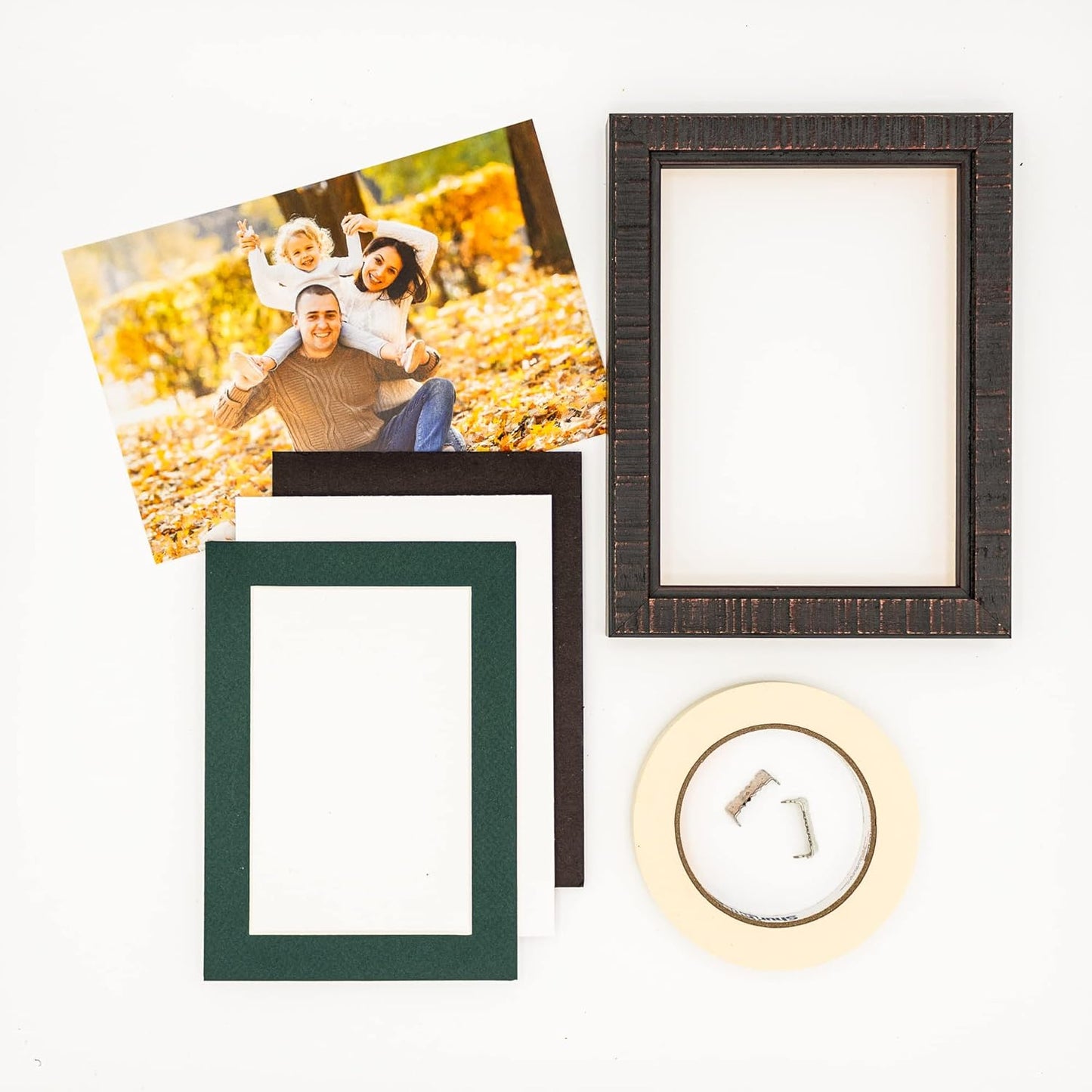8x10 Mat Bevel Cut for 5x8 Photos - Acid Free Forest Green Precut Matboard With Backing Board and Crystal Clear, Self Seal Photo Mat Bag - For Pictures, Photos, Framing - 4-ply Thickness