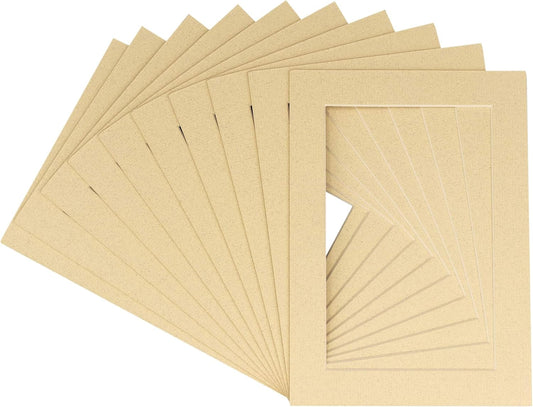 8x10 Mat for 6x8 Photo - Precut Tan Picture Matboard for Frames Measuring 8 x 10 Inches - Bevel Cut Matte to Display Art Measuring 6 x 8 Inches - Acid Free Pack of Ten MATS