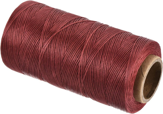 MECCANIXITY Waxed Thread,284 Yard 0.8mm 150D Flat Wax Thread Polyester Waxed String for Leather Sewing Hand Weaving Book Binding Home Decoration,Wine Red