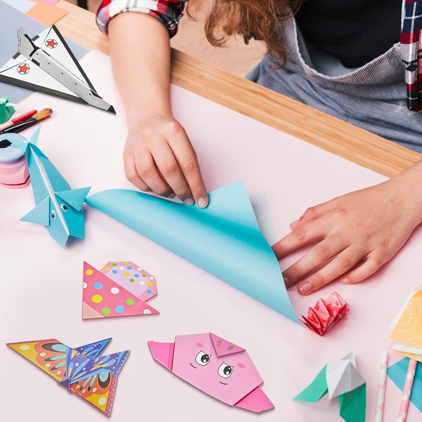 MOBYKE 238 Sheets Origami Paper, Oragami kit for Kids ages with 54 Patterns Projects, Double Sided Colored Blank Orgami Bulk Folding Book, Square Craft Patterned Papers Gift Set for Beginners Boy Girl