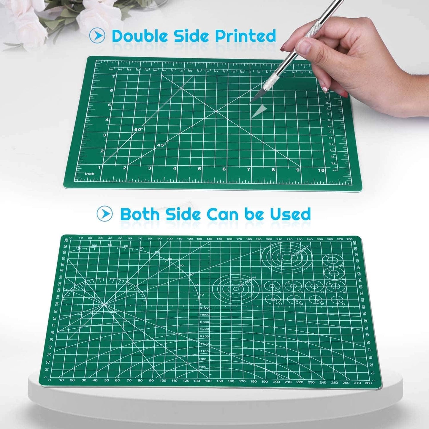 anezus Self Healing Sewing Mat, Rotary Cutting Mat Double Sided 5-Ply Craft Cutting Board for Sewing Crafts Hobby Fabric Precision Scrapbooking Project 9inch x 12inch(A4)