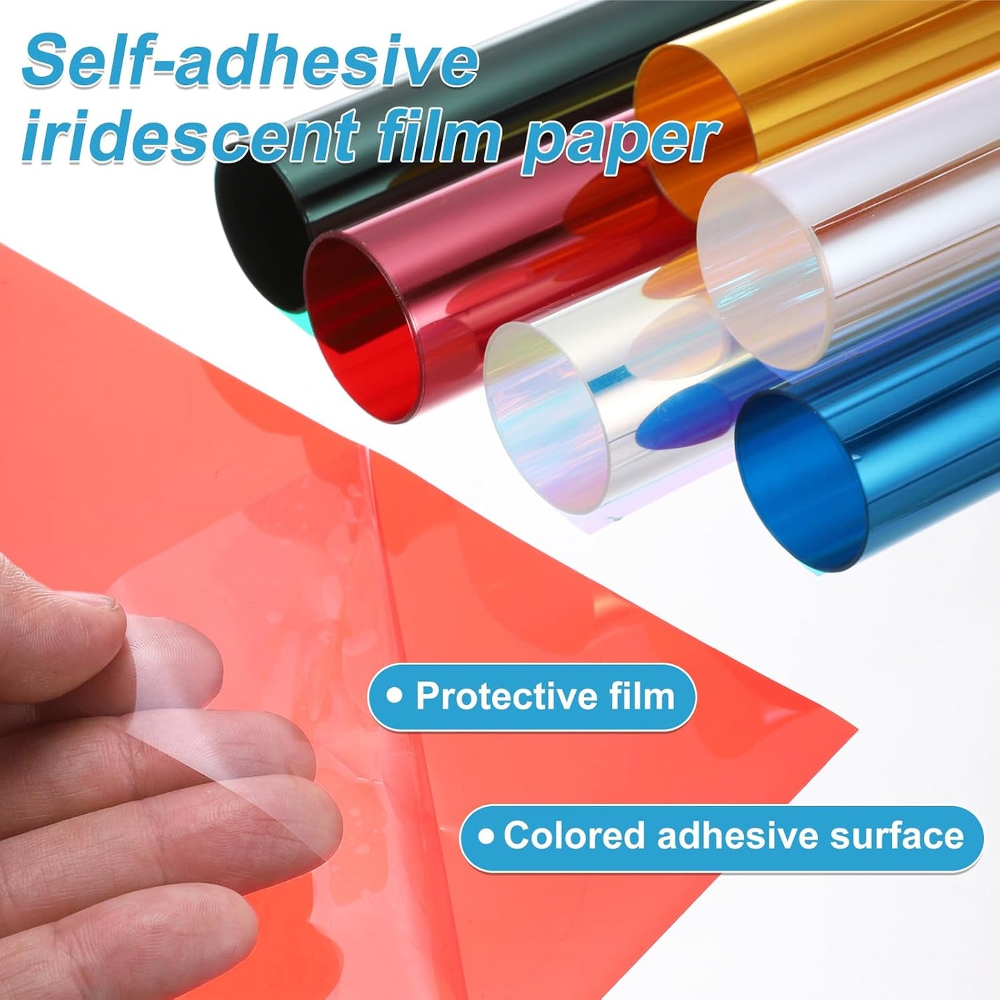 MECCANIXITY Iridescent Window Film,12" x 39" Iridescent Holographic PVC Fabric Dichroic Film Clear Vinyl Paper Roll for DIY Craft Gift Wrapping Bag Decoration,Gold