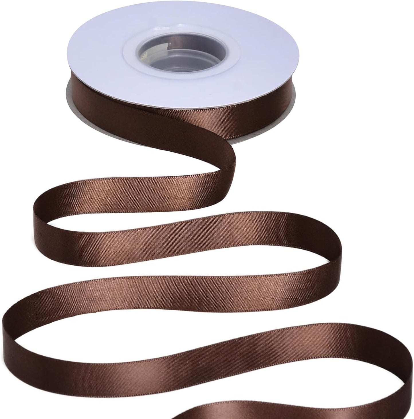 YAMA Brown Double Faced Satin Ribbon 5/8 Inch 25 Yards Brown Ribbon for Gift Wrapping Crafts Hair Bows Wedding Party Decoration