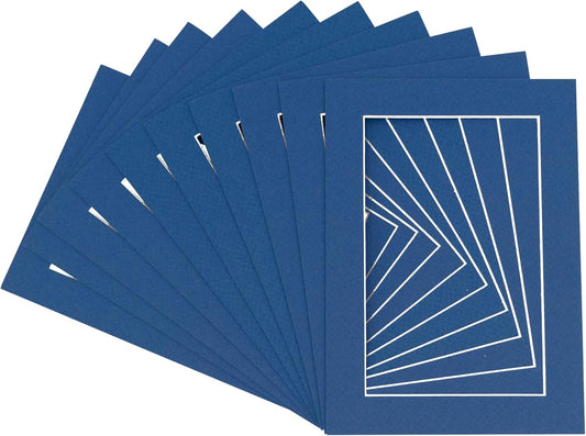 5.5x8.5 Mat for 8.5x11 Frame - Precut Mat Board Acid-Free Royal Blue 5.5x8.5 Photo Matte For a 8.5x11 Picture Frame, Matboard for Family Photos, Show Kits, Art, Picture Framing, Pack of 10 Mats