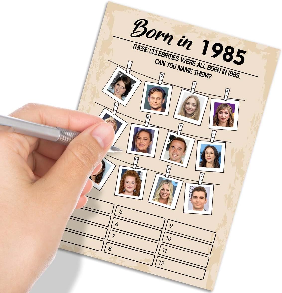 40th Birthday Party Games, Born in 1985 Games, Birthday Party Supplies for Adults, Pack of 30 Cards