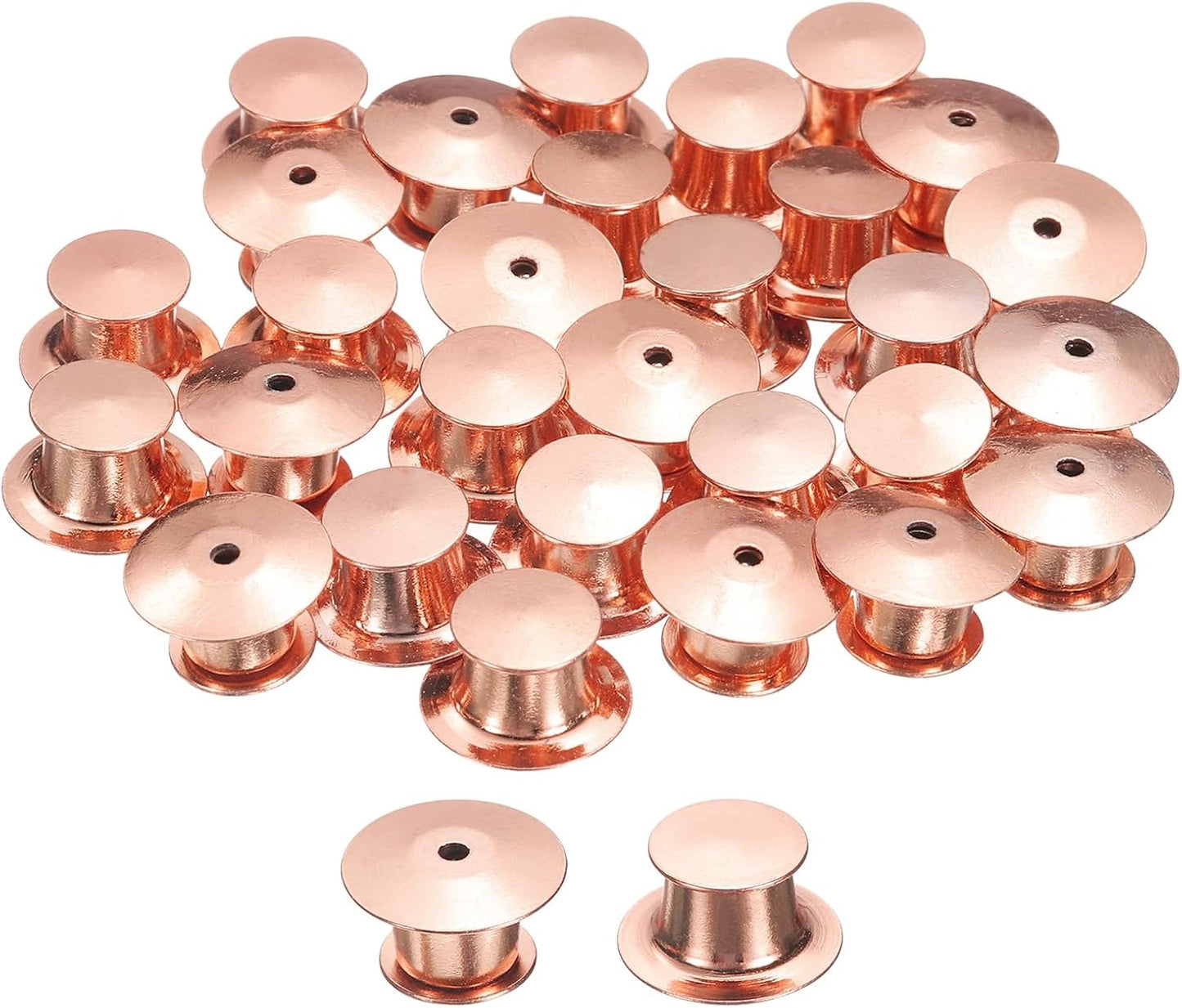 uxcell 40Pcs Metal Locking Pin Backs, Pin Keepers Locking Clasp Flat Head Clamp Needle Back Lock for DIY Brooch Crafts Badges Enamel Lapel, Rose Gold