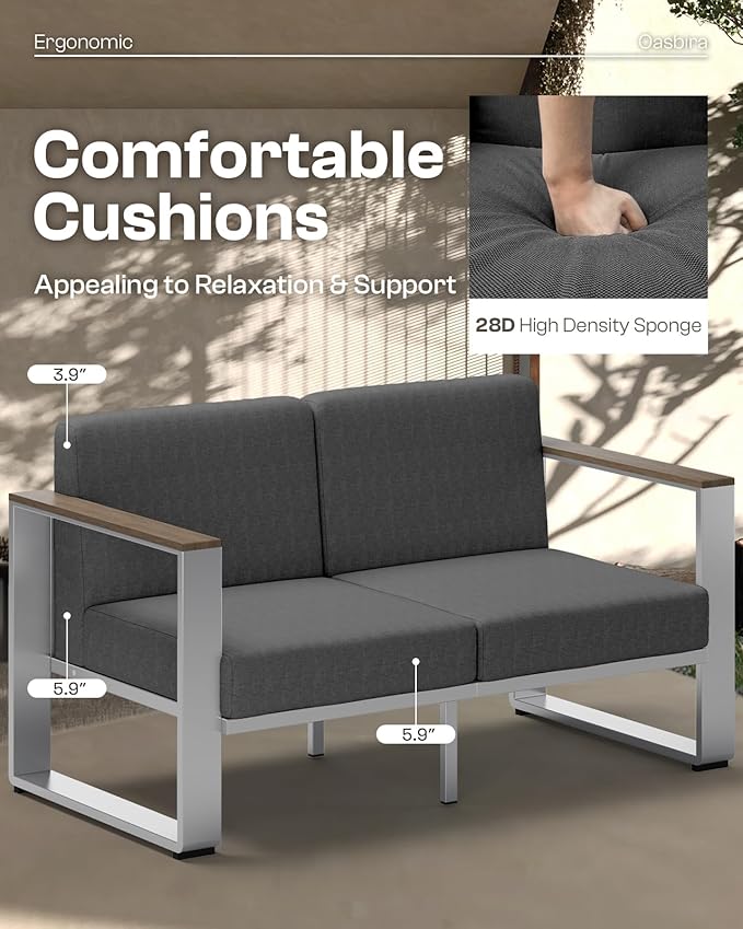 Aluminum Patio Furniture Set, 5 Seats Outdoor Patio Conversation Sets - Image 2