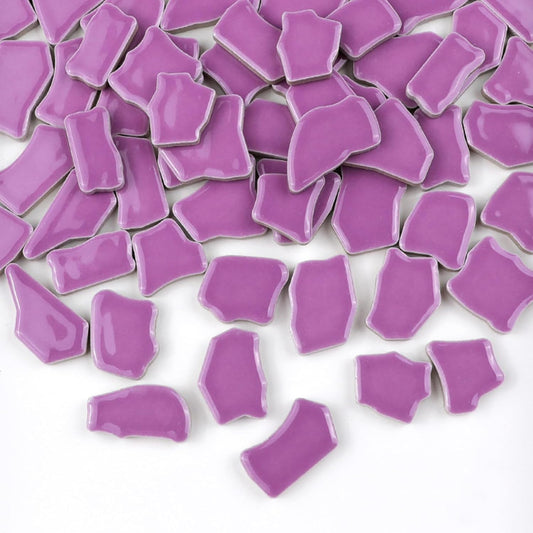 0.78"-1.57" Irregular Ceramics Mosaic Tiles,1.1LB Mosaic Pieces Stones for Home Decoration DIY Craft Plates Flowerpots Vases Cups Mosaic Making Supplies (Purple)
