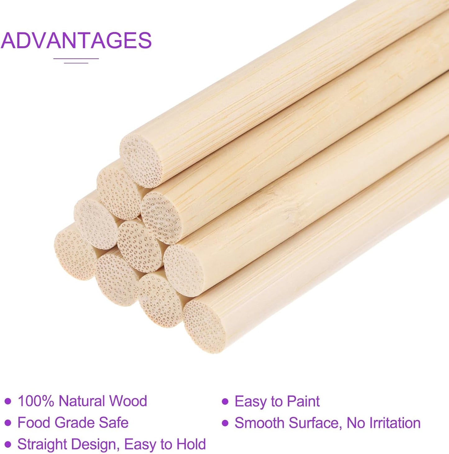 DMiotech 50 Pack 11/32" x 6" Wooden Dowel Rods Unfinished Natural Sticks Wood Craft Sticks for Home Decor Projects and Making DIY Craft,Wood Color