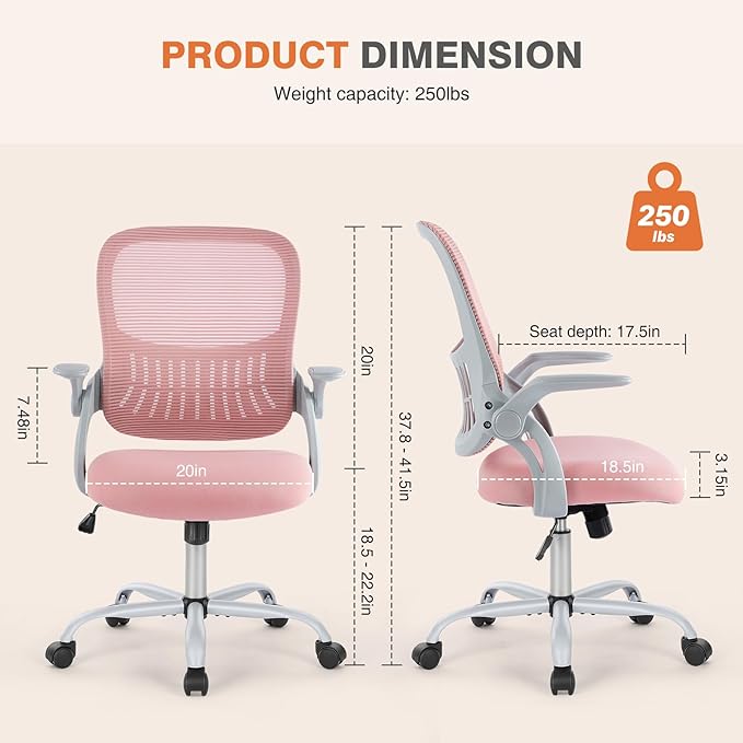 Sweetcrispy Home Office Computer Desk Chair, Ergonomic Mid-Back Mesh Rolling - Image 2