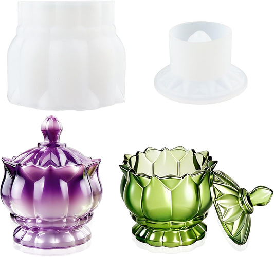 Resin Jar Mold with Lid, Silicone Jar Mold 3D Storage Jewelry Candle Holder Container Mould for Resin Casting, Concrete Craft Decor