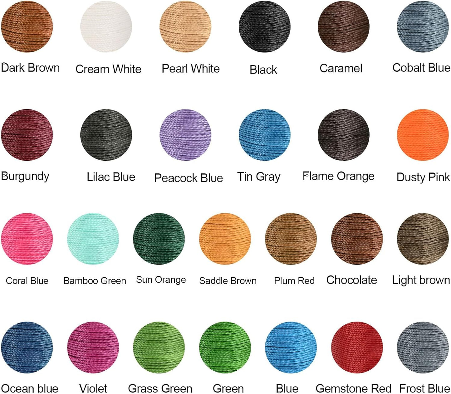 uxcell Round Leather Sewing Waxed Thread, 55m / 60 Yards Polyester Wax String, 0.80mm Wax Stitching Cord for Leather Crafts, Bookbinding, Bracelets Braided, Beige, 2pcs