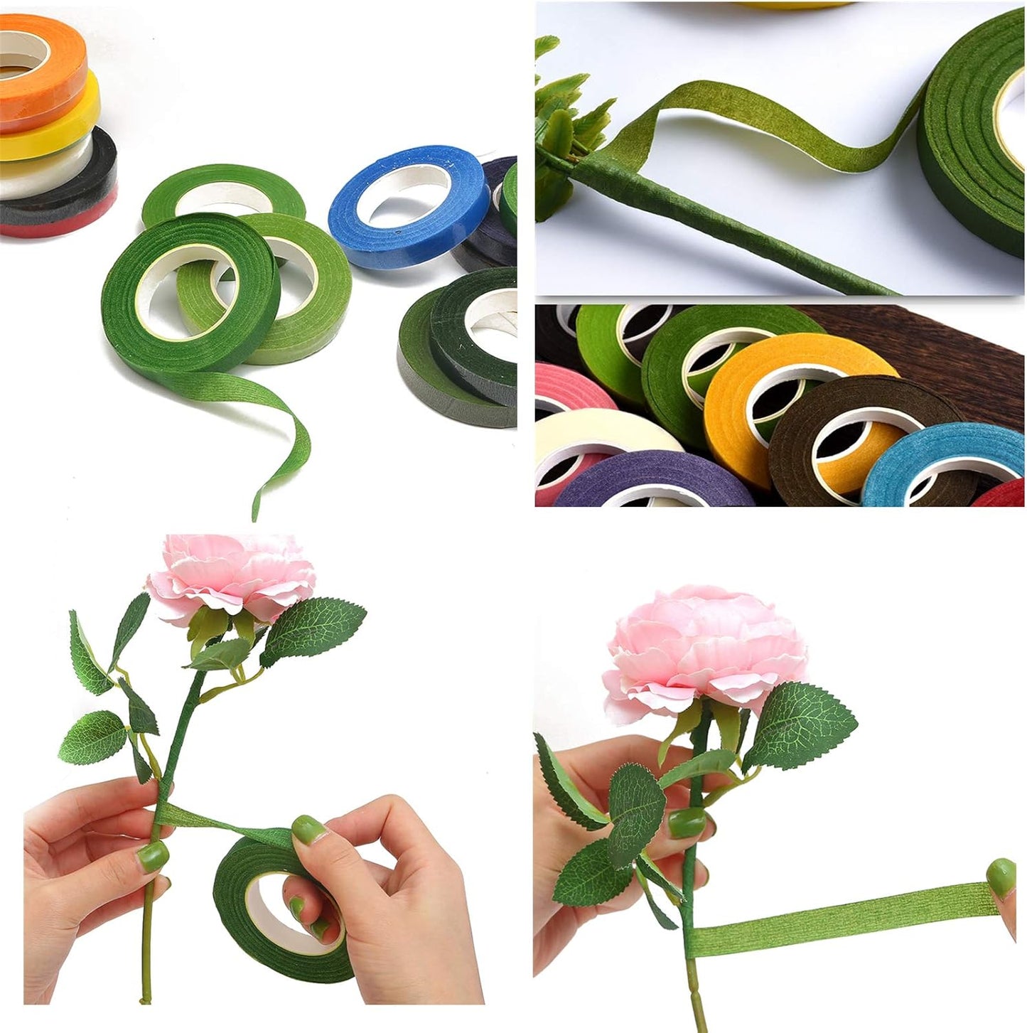 Transun Moo 4 Rolls 1/2 Inch Floral Tapes Florist Wraps for Bouquet Stem and Flowers Making Craft Projects (30 Yards, Mixed Color)