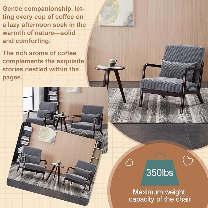 Mid-Century Modern Accent Chair and Coffee Table Set, Vintage Leisure Chair - Image 4