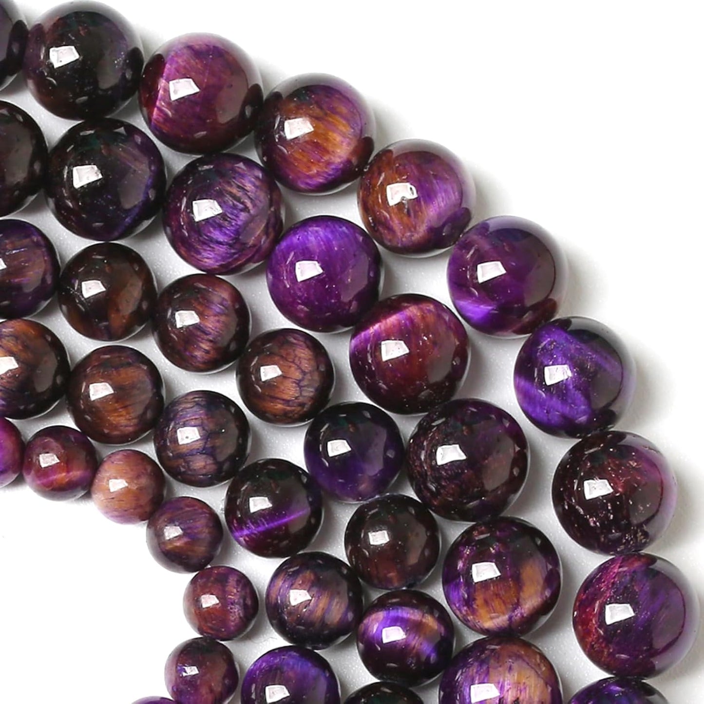 6MM Purple Tiger Eye Stone Beads Natural Gemstone Round Loose Beads for Jewelry and Bracelets Making 120pcs 2 Strands 32"
