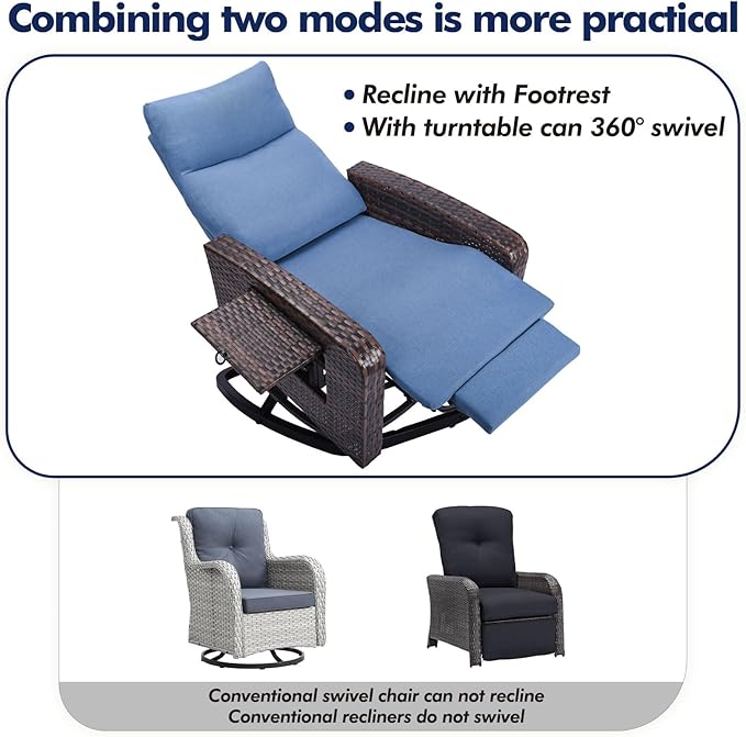 ZZW Outdoor Recliner Chair Set of 2, Wicker Patio Recliners - Image 6