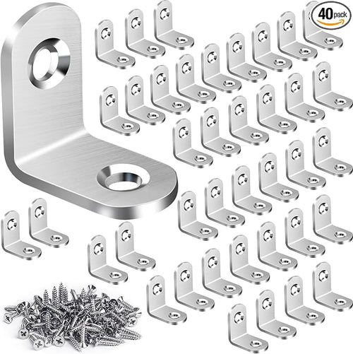 40PCS L Bracket Corner Brace Sets, Stainless Steel L Brackets by DOUDOULE