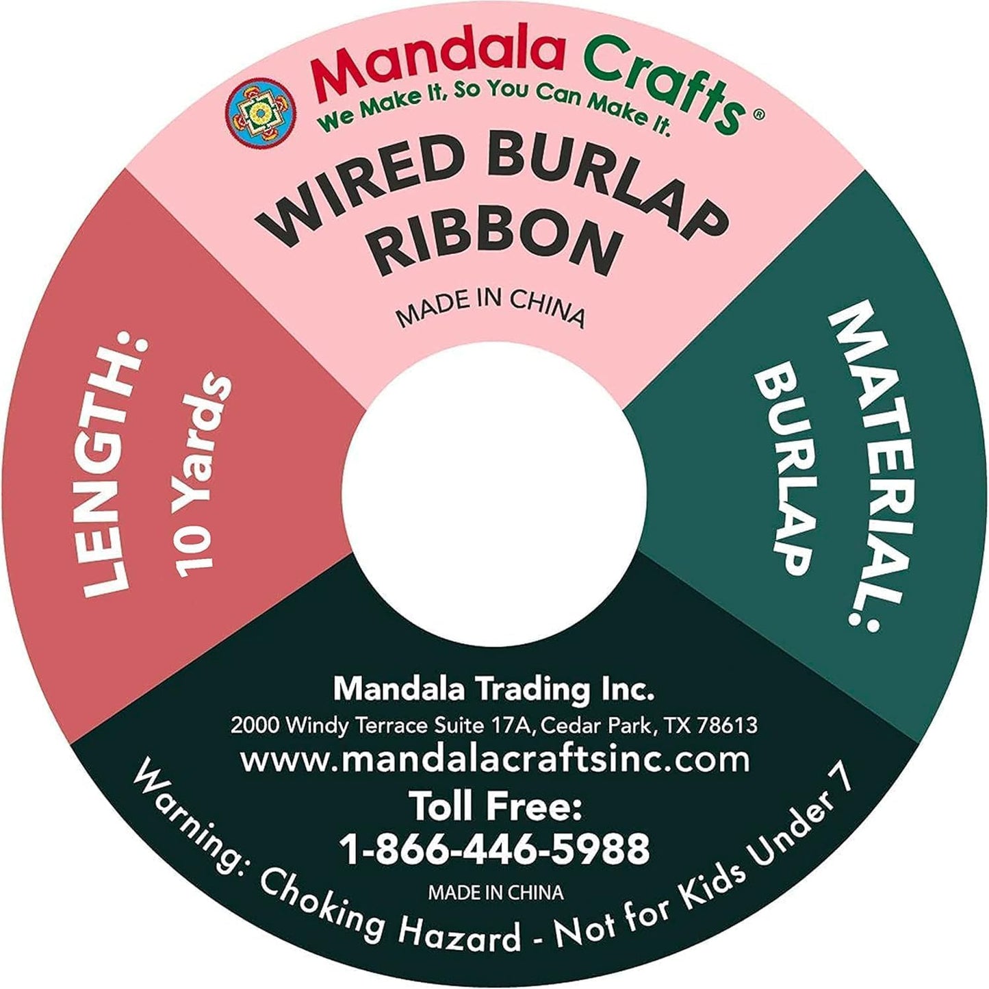 Mandala Crafts Natural Burlap Wired Ribbon 1.5 Inches Wide Jute Ribbons for Crafts - 10 Yds Roll Rustic Burlap Wrap Trim Ribbons for Wreaths Bows Party Decoration