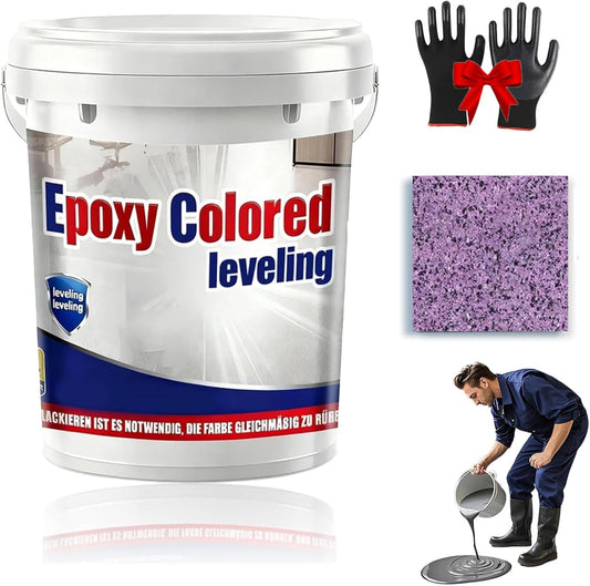 Epoxy Floor Paint, Epoxy Colored Sand Floor Paint, High-Gloss Marble Effect Self-Leveling Coating, Waterproof, Non-Slip, Ultra-Durable for Garage, Basement, Wood Floors (Purple,22 lb)