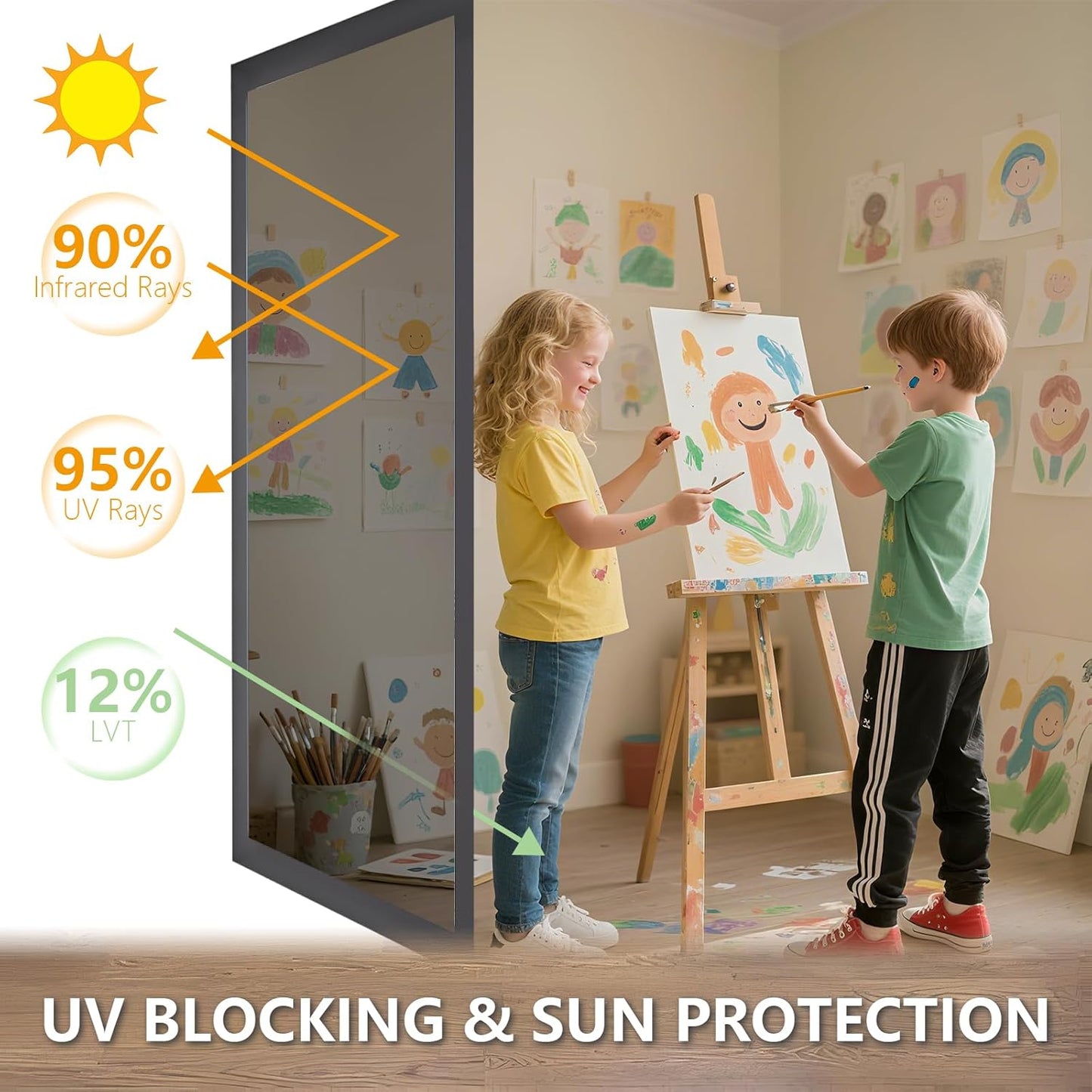 LEMON CLOUD One Way Window Privacy Film See Out Not in Reflective Mirror UV Window Cling Sun Blocking Heat Control Glare Control with Tools,17.5 Inch x 78.7 Inch